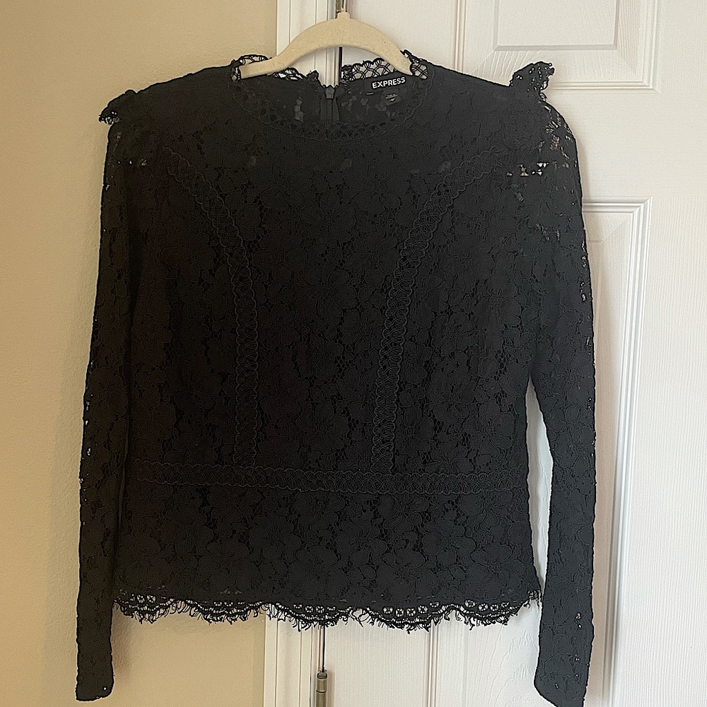 Express Black Lace Blouse